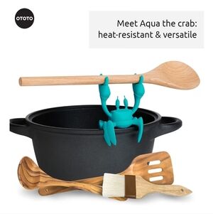 OTOTO Aqua the Crab Silicone Utensil Rest - Silicone Spoon Rest for Stove Top